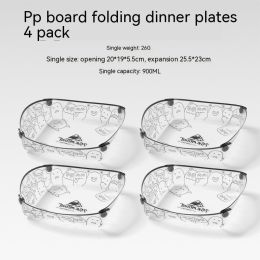 Outdoor Folding Bowls, Tableware, Portable Travel Plates (Option: Four Pack Folding Dining Pla)