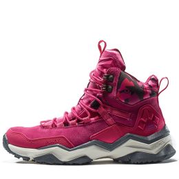 Hiking Shoes Waterproof Non-slip Mountain Climbing Shoes High Top (Option: Rose Red-42)