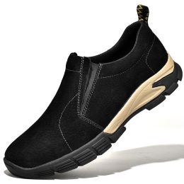 Men's Casual Suede Matte Breathable Leather Shoes (Option: Black-39)