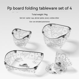 Outdoor Folding Bowls, Tableware, Portable Travel Plates (Option: Dining platedrip filterwate)