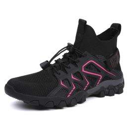 Men's And Women's Fashion Outdoor Hiking Shoes (Option: 9235Black Rose Red-42)