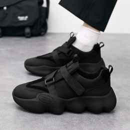 Men's Fashion One Stirrup Heightening Sports Running Shoes (Option: Black-39)