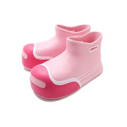 Women's Fashionable Outer Wear Mid-calf Thick-soled Rain Boots (Option: Pink-38or39)