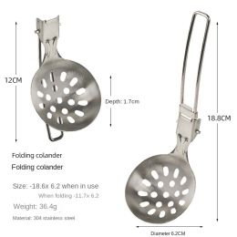 Outdoor folding frying spatula camping portable 304 stainless steel rice spatula barbecue picnic tableware hiking travel funnel (select: Stainless steel funnel)