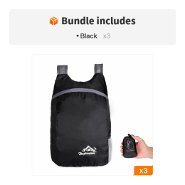 Portable And Foldable Small Backpack; Short-Distance Travel Bag For Men And Women For American Football Spectators (Color: Black*3)
