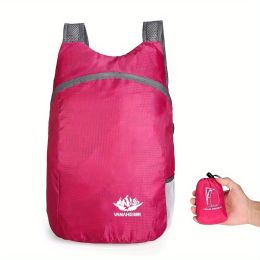 Portable And Foldable Small Backpack; Short-Distance Travel Bag For Men And Women For American Football Spectators (Color: Rose Red)