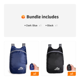 Portable And Foldable Small Backpack; Short-Distance Travel Bag For Men And Women For American Football Spectators (Color: Dark Blue+Black)