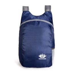 20L Unisex Lightweight Outdoor Backpack; Waterproof Folding Backpack; Casual Capacity Camping Bag For Travel Hiking Cycling Sport (Color: Navy Blue)