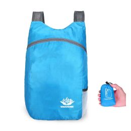 20L Unisex Lightweight Outdoor Backpack; Waterproof Folding Backpack; Casual Capacity Camping Bag For Travel Hiking Cycling Sport (Color: Lake Blue)