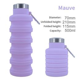 500ml outdoor retractable water bottle portable collapsible silica gel sports cup (Capacity: as shown)
