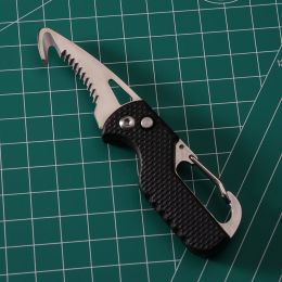 Multitool Keychain Knife; Small Pocket Box/Strap Cutter; Razor Sharp Serrated Blade And Paratrooper Hook; EDC Folding Knives (Color: Black +white)