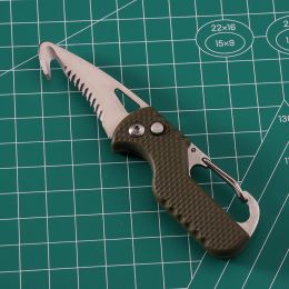Multitool Keychain Knife; Small Pocket Box/Strap Cutter; Razor Sharp Serrated Blade And Paratrooper Hook; EDC Folding Knives (Color: Army Green +white)