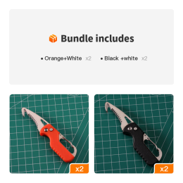 Multitool Keychain Knife; Small Pocket Box/Strap Cutter; Razor Sharp Serrated Blade And Paratrooper Hook; EDC Folding Knives (Color: [Orange+White]*2+[Black +white]*2)