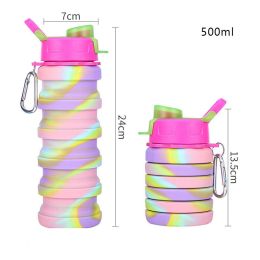 500ml Creative Silicone Folding Water Cup Outdoor Sports Ride Fitness Portable Kettle Camouflage Gift Cup Free Delivery Items (Capacity: 0.5L)