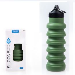 500ML Large Capacity Silicone Sports Water Bottle Outdoor Folding Water Cup For Climbing Travel (Color: as picture5)