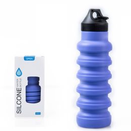 500ML Large Capacity Silicone Sports Water Bottle Outdoor Folding Water Cup For Climbing Travel (Color: as picture3)