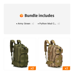 Outdoor Tactical Bag Camping Sports Backpack (Color: Army Green*2+Python Mud Color*2)