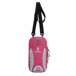 Mini Zipper Phone Arm Bag; Multi Functional Crossbody Bag; Casual Wrist Sports Bag For Outdoor (Color: Rose Red)