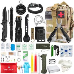 Outdoor SOS Emergency Survival Kit Multifunctional Survival Tool Tactical Civil Air Defense Combat Readiness Emergency Kit (Color: CP)