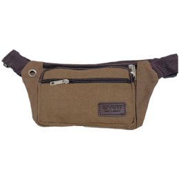 1pc Unisex Multifunctional Canvas Waist Bag Fanny Pack For Outdoor Activities (Color: coffee)