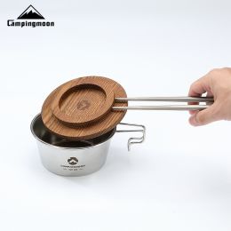 S362 picnic portable snow pull bowl steamer lattice steam drawer outdoor camping picnic stainless steel small dumpling steamer (select: S-MG-Shera Bowl Wooden Cover)