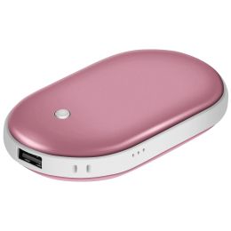 Portable Hand Warmer 5000mAh Power Bank Rechargeable Pocket Warmer Double-Sided Heating Handwarmer (Color: Rose Gold)