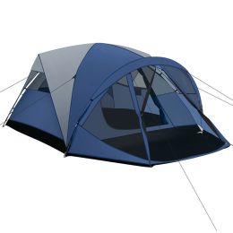Outdoor Hiking Portable Easy Camping Tent for 3 -5 Person (Color: Gray & Blue)