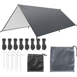 Waterproof Camping Tarp Kit Tent Canopy Rain Fly Awning Shelter for Outdoor Picnic Hammock Hiking Backpacking Travelling UV Protection (size: 3x3m)