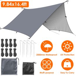 Waterproof Camping Tarp Kit Tent Canopy Rain Fly Awning Shelter for Outdoor Picnic Hammock Hiking Backpacking Travelling UV Protection (size: 3X5m)