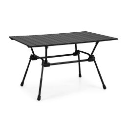 Adjustable Heavy-Duty Outdoor Folding Camping Table (Color: Black)