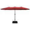 Outdoor Garden Market Double-Sided Twin Patio 15 Feet Umbrella with Crank And Base
