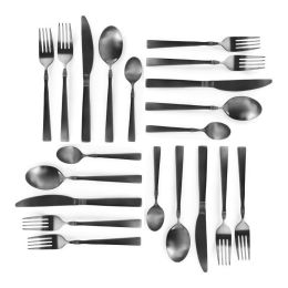 Elegant Western Utensils 20 Piece Flatware Utensil Set 4 In (Color: Matte Black)