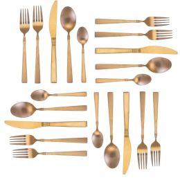 Elegant Western Utensils 20 Piece Flatware Utensil Set 4 In (Color: Matte Rose)