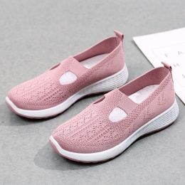 Old Beijing Cloth Shoes Women's Shallow Mouth Mesh Breathable Non-slip Soft Bottom Slip-on Women's Shoes (Option: Pink-38)