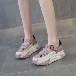 Women's Fashion Versatile Korean Style Thick Bottom Platform Casual Shoes (Option: Pink-38)